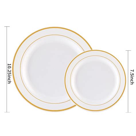 Wdf Pieces Gold Disposable Plastic Plates Gold Rim Wedding Party