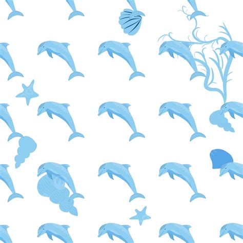 Dolphin Seamless Pattern Blue Animal Background Sea Exotic Among