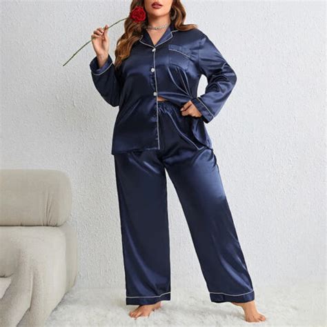 Sexy Plus Size Women Sleepwear Satin Pajamas Set Loose Home Clothes Night Dress Ebay