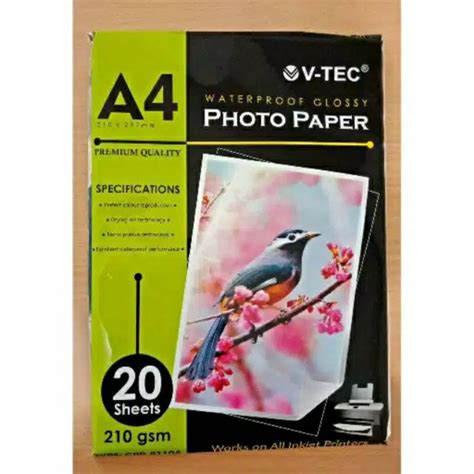 Jual V Tec Waterproof Glossy Photo Paper Kertas Foto Vtec A Gsm