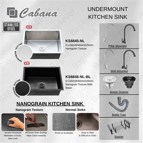 CABANA Undermount Single Bowl 650x450 Stainless Steel 304 Nano Mini