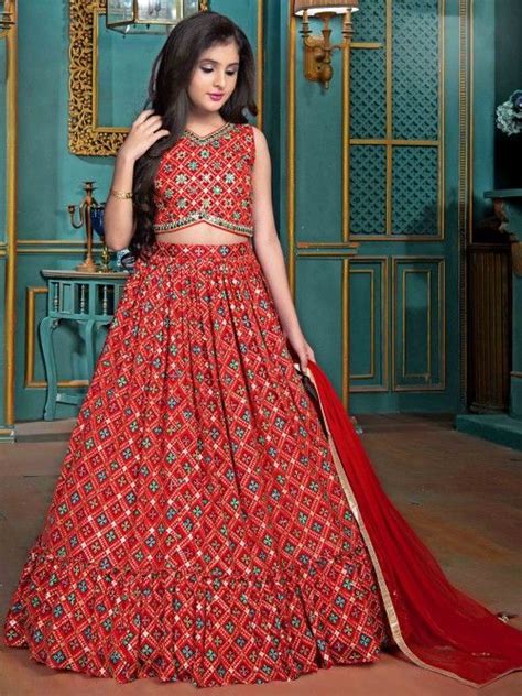 Wedding Season Red Georgette Printed Lehenga Choli G Gcs