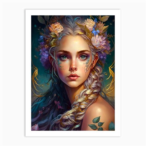 Girl With Flowers In Her Hair Art Print By Haroulita Fy