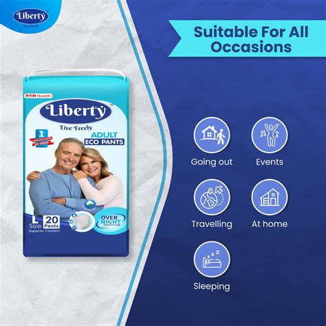 Buy Liberty Eco Adult Diaper Pants Large L 40 Count Waist Size 30 55 Inch Pack Of 2 20 Count