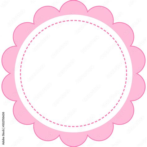 Pink Scallop Round Frame With White Blank Template On Transparent