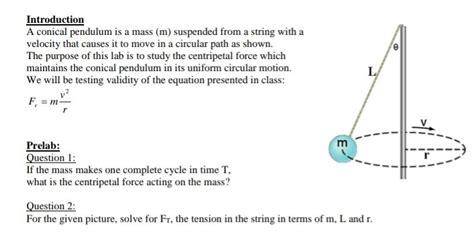 Solved Introduction A Conical Pendulum Is A Mass M Chegg