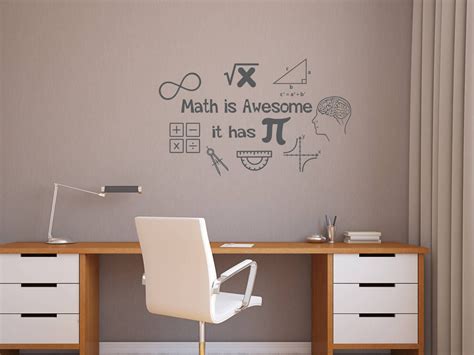 Math Wall Decal Math Is Awesome It Has Pi Classroom Wall Etsy