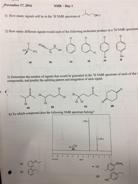 Solved How Many Signals Will Be In The1h Nmr Spectrum Of