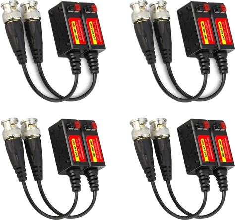 Evertech 4 Pairs 8 Pcs 5mp Passive Hd Bnc Video Balun Transceiver Transmitter Ahd