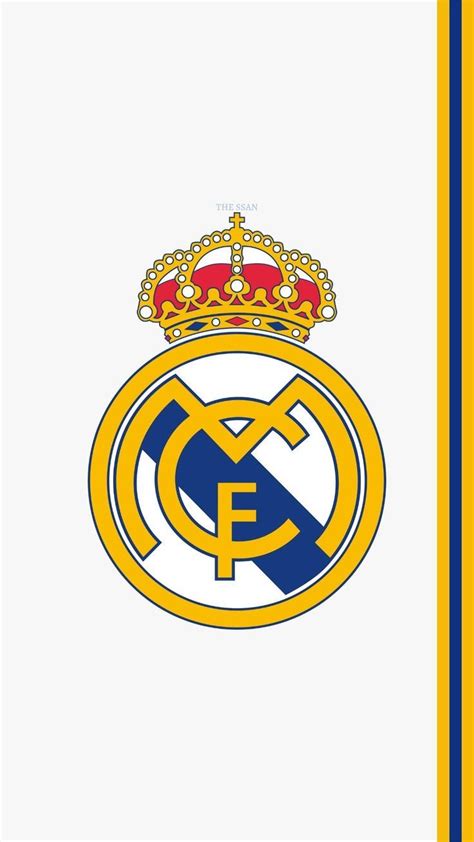 The Real Madrid Crest Is Shown In Blue Yellow And White With A Crown