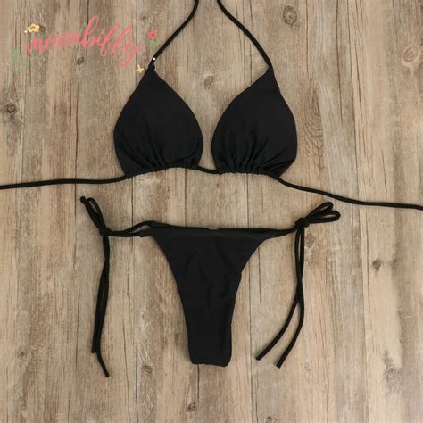 Conjunto De Bikini Con Tanga Para Mujer Ba Ador Sexy Con Cordones