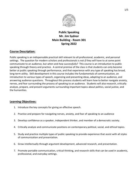 Public Speaking Syllabus Spring 22