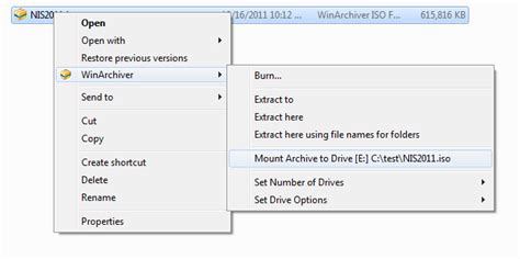 WinArchiver - Mount ISO file as virtual drive