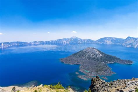 Beautiful Aerial Shot Of Wizard Island In The Crater Lake National Park