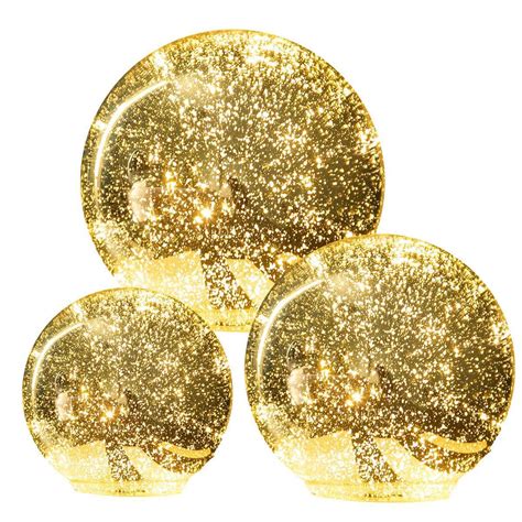 Lighted Mercury Glass Ball Table Lamp Silver Cordless Glass Orb ...