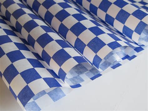 Wax Paper Sheets Of Blue And White Checkered Wax Paper Deli Etsy