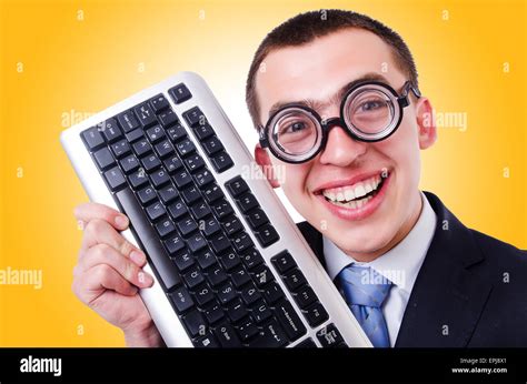 Computer Geek Nerd In Funny Concept Stock Photo Alamy