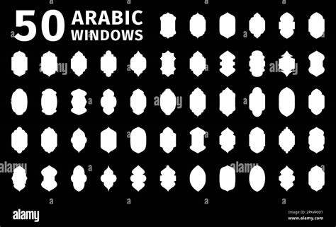 Set Of Arabic Style Windows Arabian Muslim Shape Arches Traditional