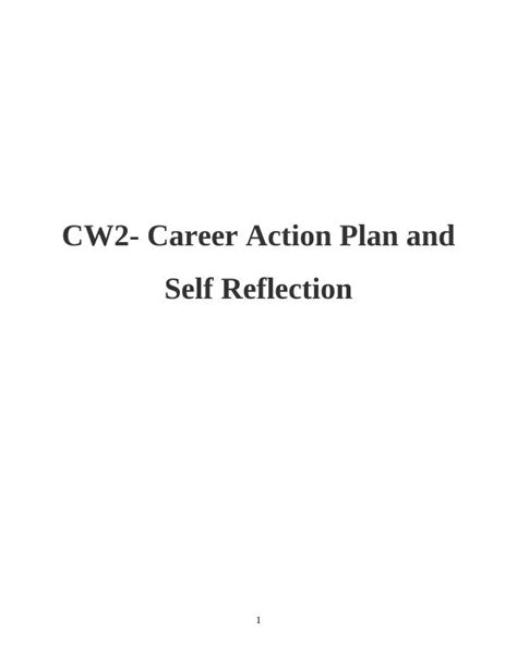 Career Action Plan And Self Reflection Desklib