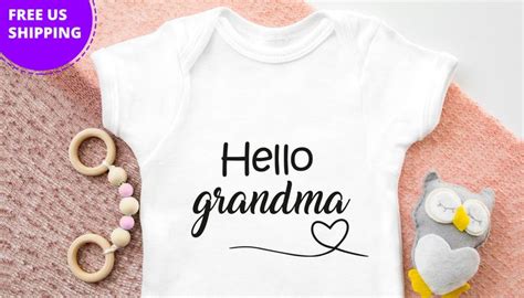 Hello Grandma Baby Announcement Onesie Grandparents Pregnancy