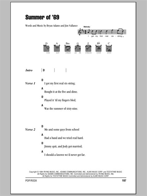 Summer Of '69 by Bryan Adams - Guitar Chords/Lyrics - Guitar Instructor