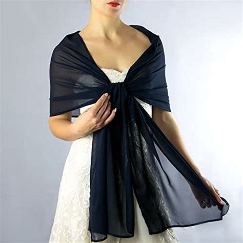 Chiffon Navy Blue Stole Wrap Shawl Evening Dress Accessory