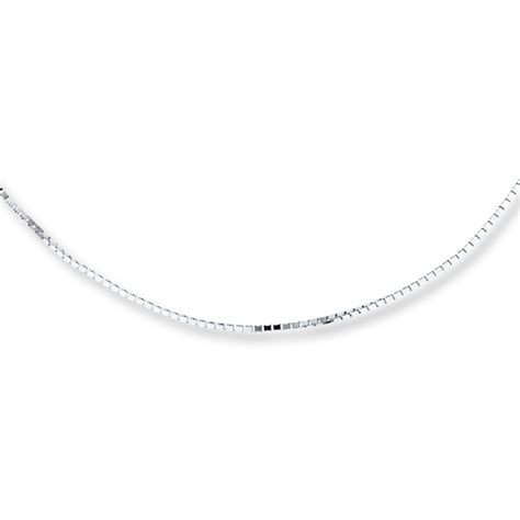 Box Chain Necklace 10k White Gold 18 Length Kay