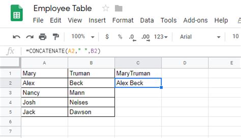 C Mo Usar La Funci N Concatenar En Hojas De C Lculo De Google Recurso