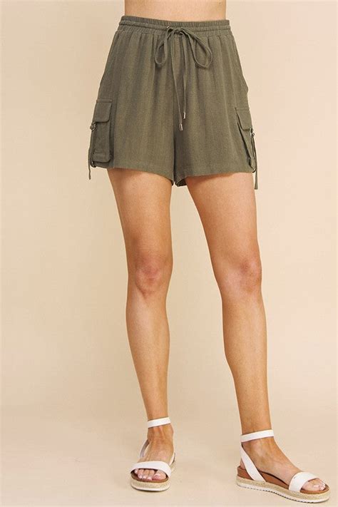 Sale Linen Cargo Shorts Olive George Marys