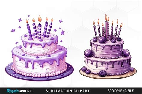 Purple Birthday Party Cake Clipart