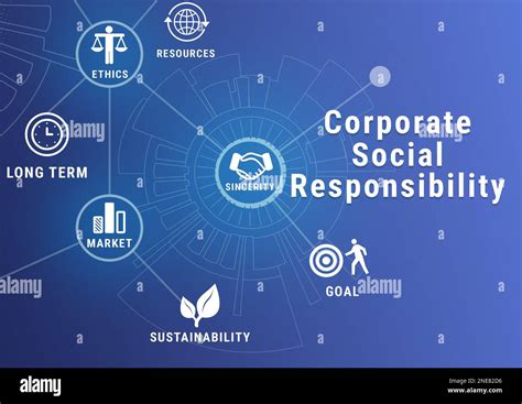 Corporate Social Responsibility Infographic On Blue Background