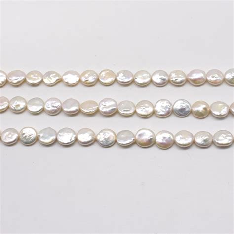 White Coin Pearls 11 12mm Freshwater Pearl Beads Disk Shape Etsy