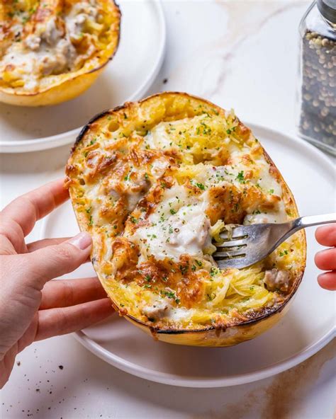 Chicken Alfredo Spaghetti Squash Clean Food Crush