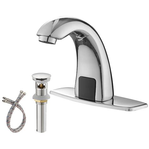 Bwe Polished Chrome Single Hole Touchless Bathroom Sink Faucet With