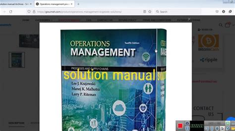 Operations Management Processes And Supply Chains Th Edition Krajewski