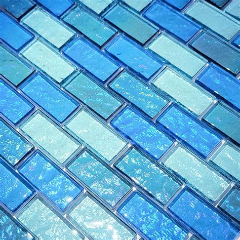 Aqua Blue Blend 1" x 2" Glass Tile – AquaTiles