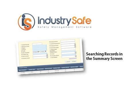 Searching Records In A Industrysafe Safety Software Summary Screen Youtube