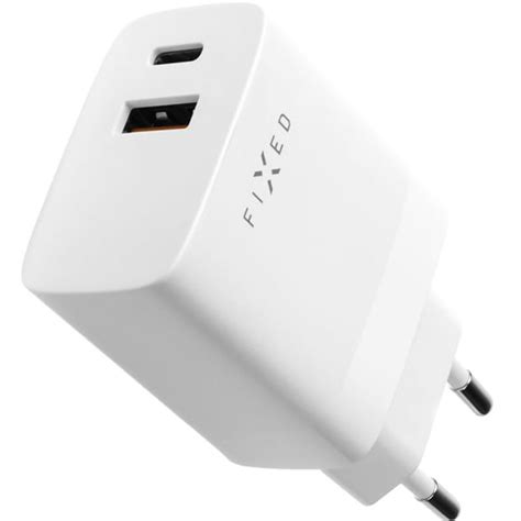 Ładowarka sieciowa Fixed Travel Charger USB C USB A 20W biała