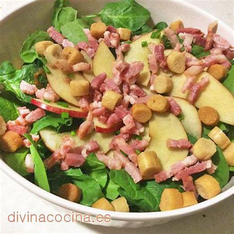 Ensalada de espinacas manzana y bacón DIVINA COCINA