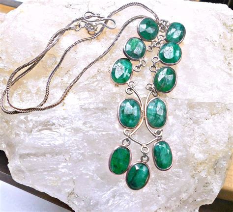 Emerald Green Chalcedony Gemstone And Sterling Silver Y Etsy