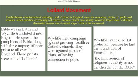 The Lollard Movement by John Wycliffe #lollardy #1stprotestant # ...