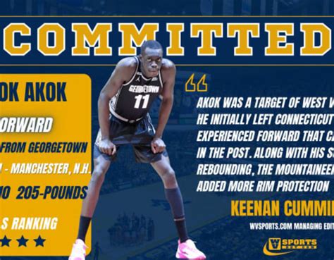 West Virginia Adds Georgetown Transfer Big Akok WVSports West