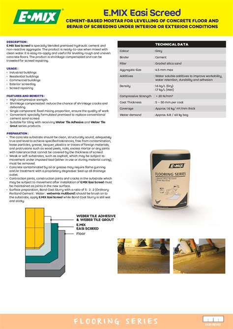 E Mix Easi Screed Cement Based Mortar For Levelling Of Concrete Floor