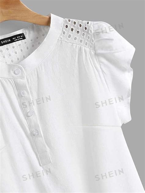 Shein Lune Blusa De Bordado Con Panel Moda De Mujer Shein M Xico