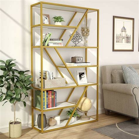 Bookcases | Gold living room furniture, Gold living room, Open bookshelves