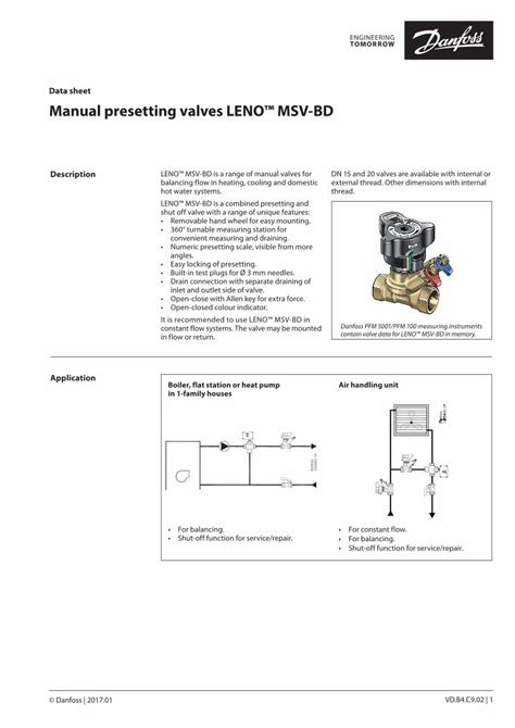 Pdf Data Sheet Manual Presetting Valves Leno Msv Bdheating Danfoss