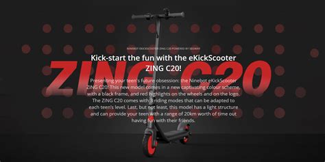 Segway Ninebot Ekickscooter Zing C20 Up To 16 Km H Maximum Speed For