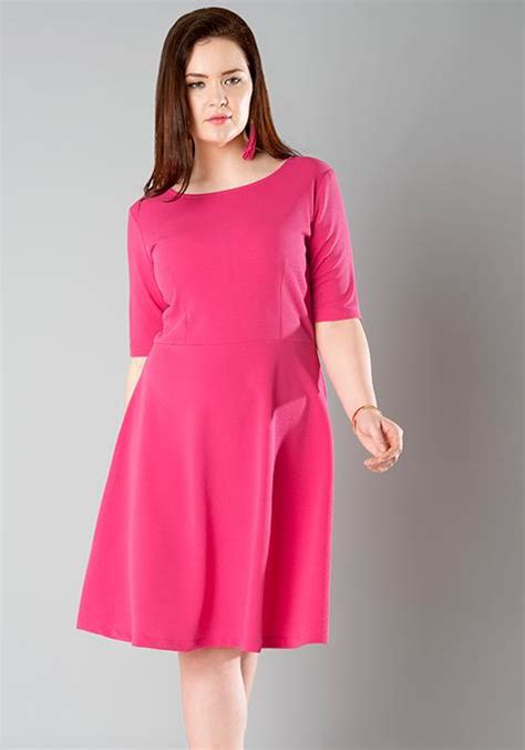 Curve Fuchsia Midi Skater Dress Online Womens Curve Skater Dresses