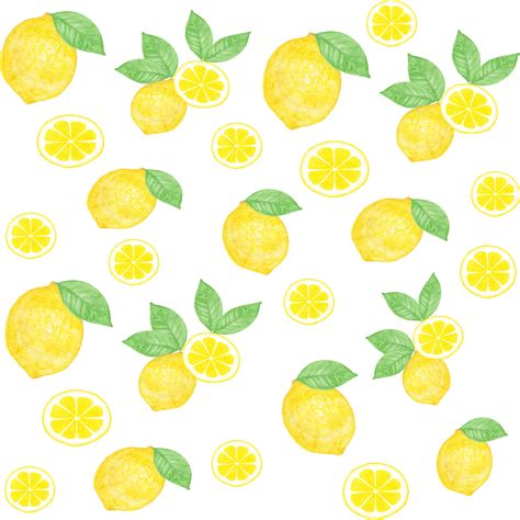 Watercolor Lemon Digital Papers Lemon Seamless Pattern