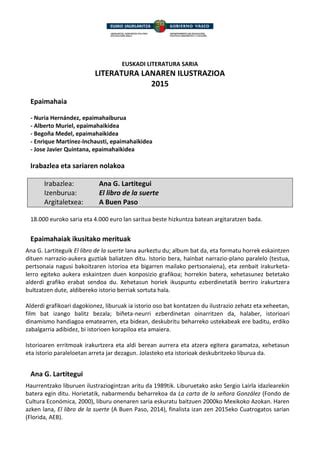 Euskadi Literatura Saria 2015 PDF